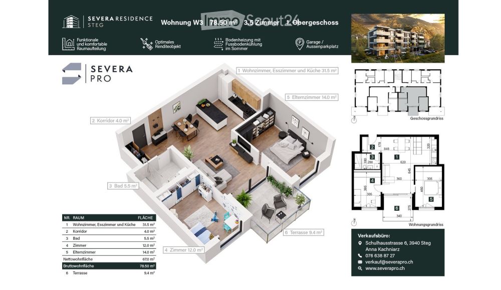 Moderne 3.5-Zimmer-Neubauwohnung in Steg VS – Erstbezug 2027 -  Bild 1