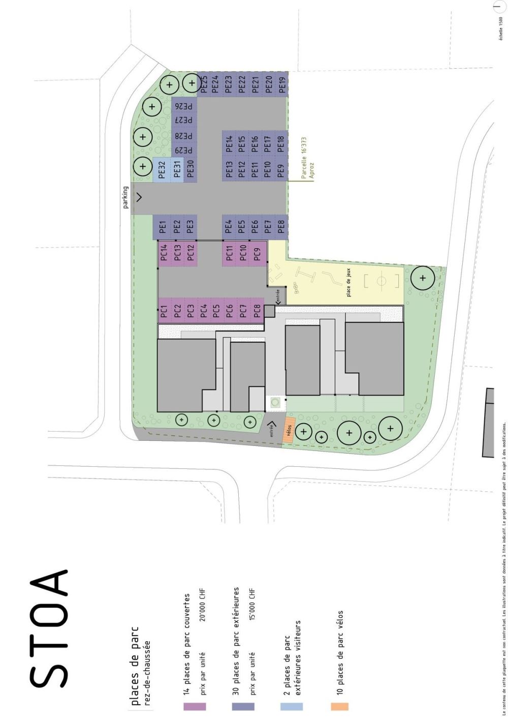 Résidence "Stoa" à Aproz - Plan des places de parc