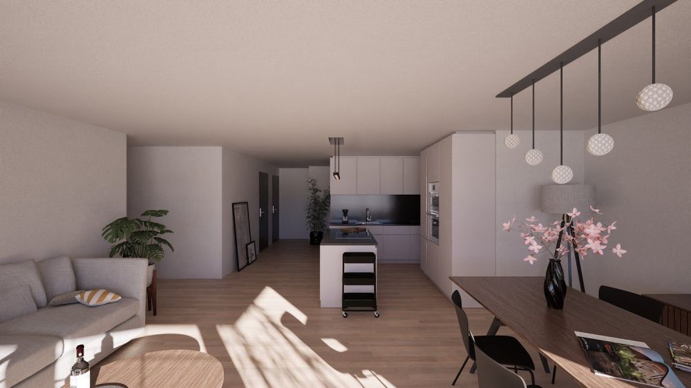 Attraktive 4.5-Zimmer-Neubauwohnung an sonniger Lage - Wohnzimmer