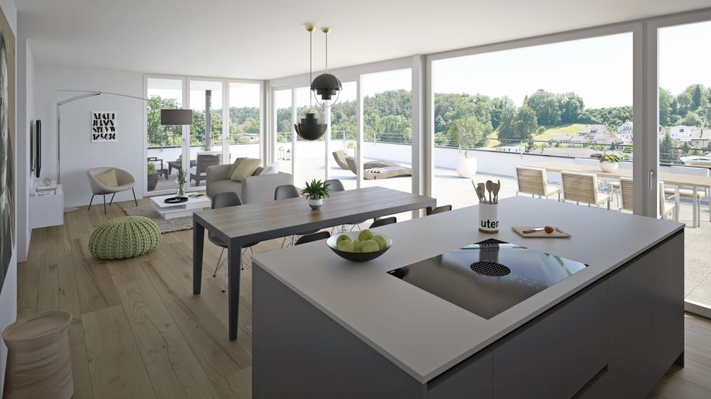Wohnkomfort und Lebensqualität - «DUO» Döttingen - Visualisierung Wohn-/Essbereich