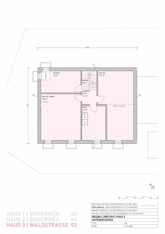 Wohnen mit Weitblick und in Einklang mit Natur!- Einfamilienhaus an begehrter Wohnlage - Untergeschoss, Haus 3