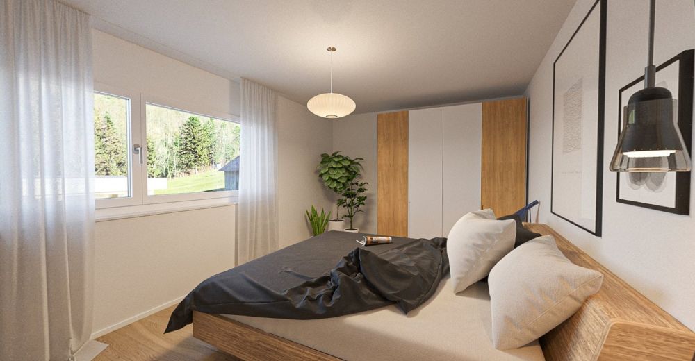 Lebensqualität auf einen Blick: Neubauwohnung mit Weitblick ins Grüne - Schlafzimmer