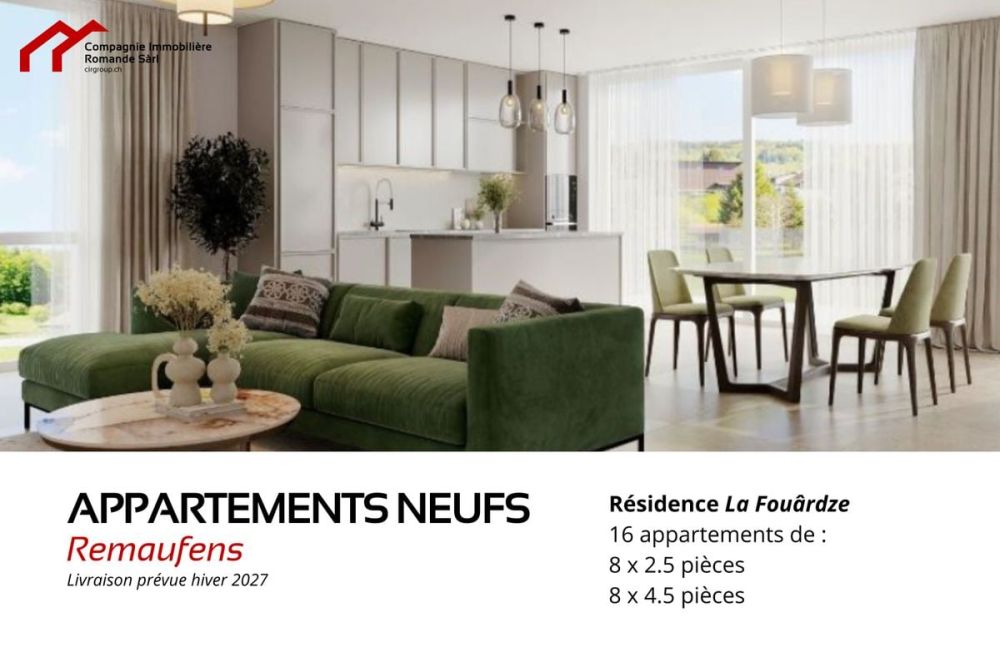 Neue 2.5-Zimmer-Wohnungen in Remaufens (Veveyse) - PPE La Fouârdze -  Bild 1