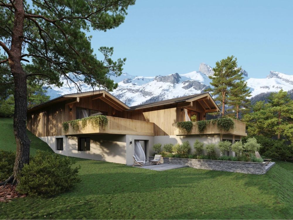 Chalet mitoyen de standing de 5.5 pièces avec vue panoramique et jardin -  Bild 2