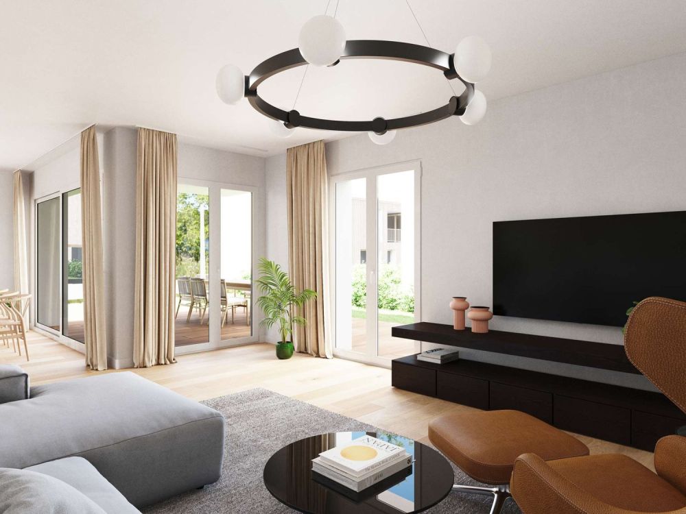 Neubauprojekt "im Gärtli" Wilchingen - Ihr modernes Doppeleinfamilienhaus - Wohnzimmer