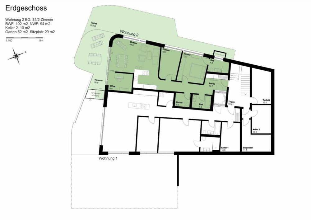 Sonnige 4.5 Zimmer-Gartenwohnung mit besonderem Flair -  Bild 6
