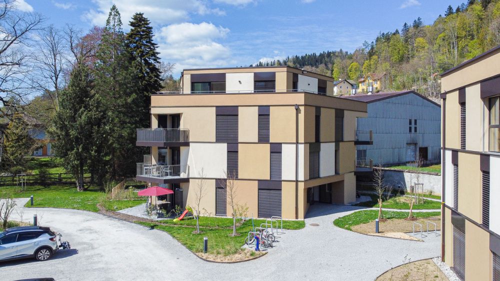 Appt PPE neu von 2,5 Zimmern mit Balkon Campagne Pernod, Lot A4 - Vue aérienne sur le bâtiment A