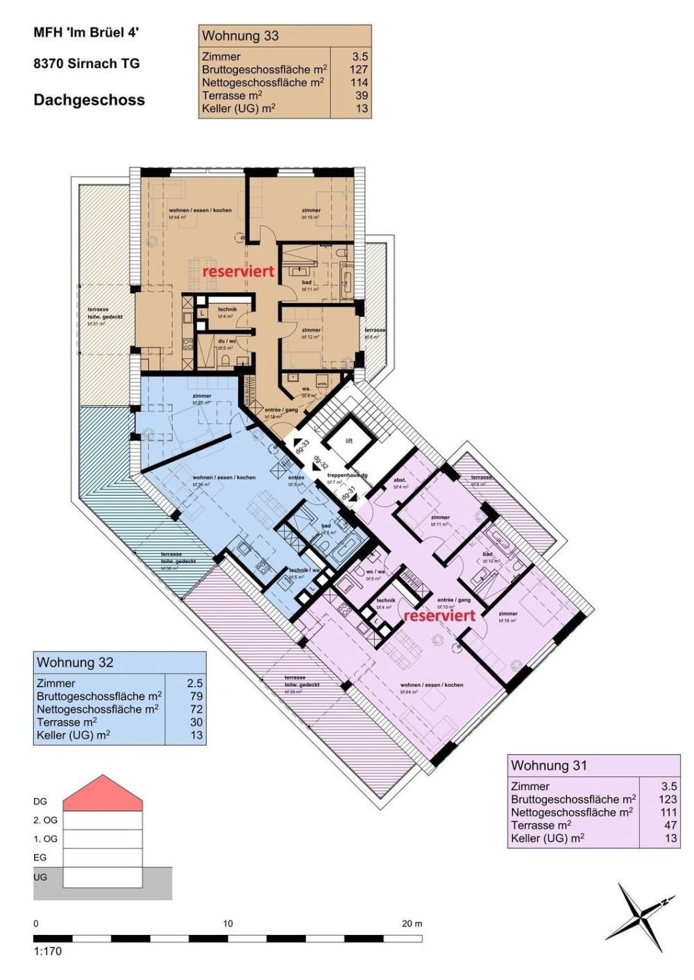 Neubau Eigentumswohnungen "Sonnenfeld" Im Brüel 4, Sirnach - Dachgeschoss