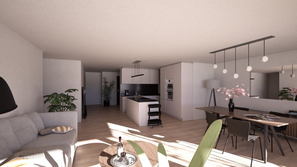 Attraktive 4.5-Zimmer-Neubauwohnung an sonniger Lage - Wohnzimmer