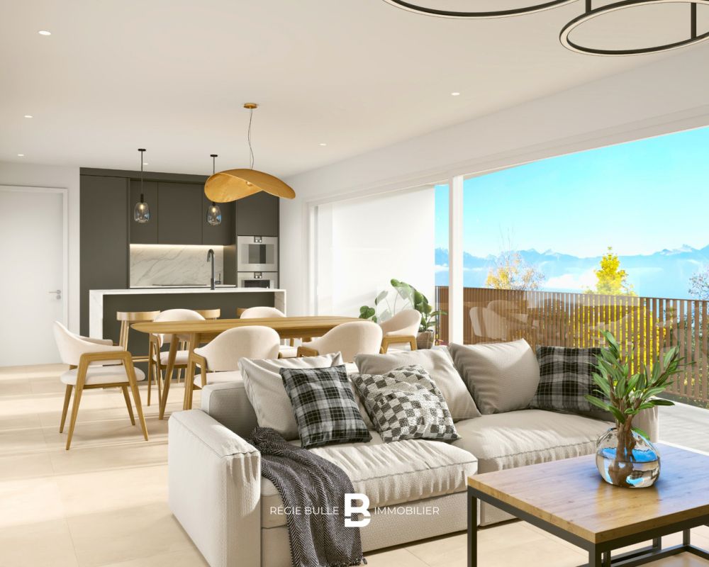 L'Écrin - Votre 3,5 pièces d'exception à St-Légier - Séjour Étages