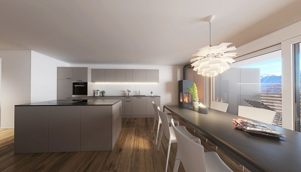 Neubauprojekt 16 Eigentumswohnungen in Gunten (Sigriswil) - Visualisierung Haus A - 2. OG West rechts