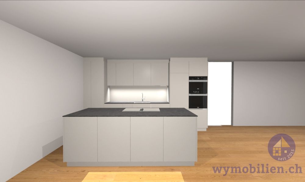 Baustart! Wohnen wie in einem Einfamilienhaus - Perspektive Küche (Läng Ersigen), Miele, Keramikabdeckung, Frontfarbe nach Wahl
