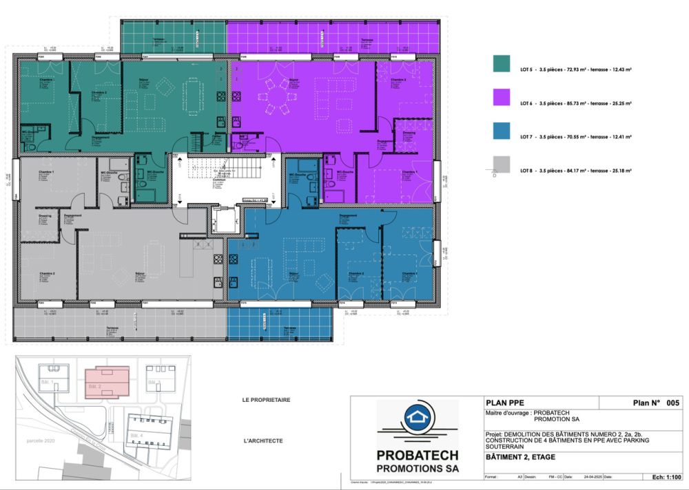 TERRASSE DE 24 M2 ! 3,5 pces à 5 kms de Romont ! - lot 7 appartement bleu