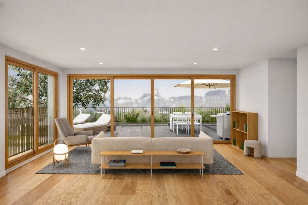 Neubau Dinkelbergstrasse, Wohnung 4 - Maisonette-Attika - WHG 4 Wohnzimmer