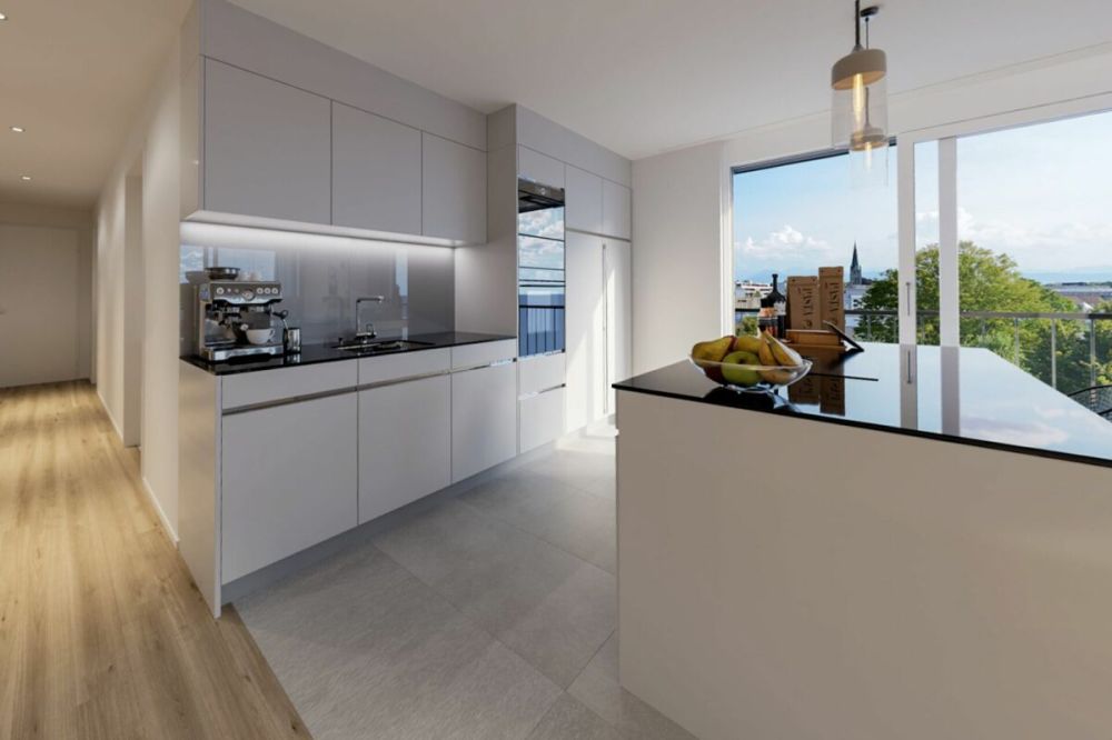 Quadro-Vista Wetzikon 4.5 Zimmerwohnung B2 - Rendering Küche