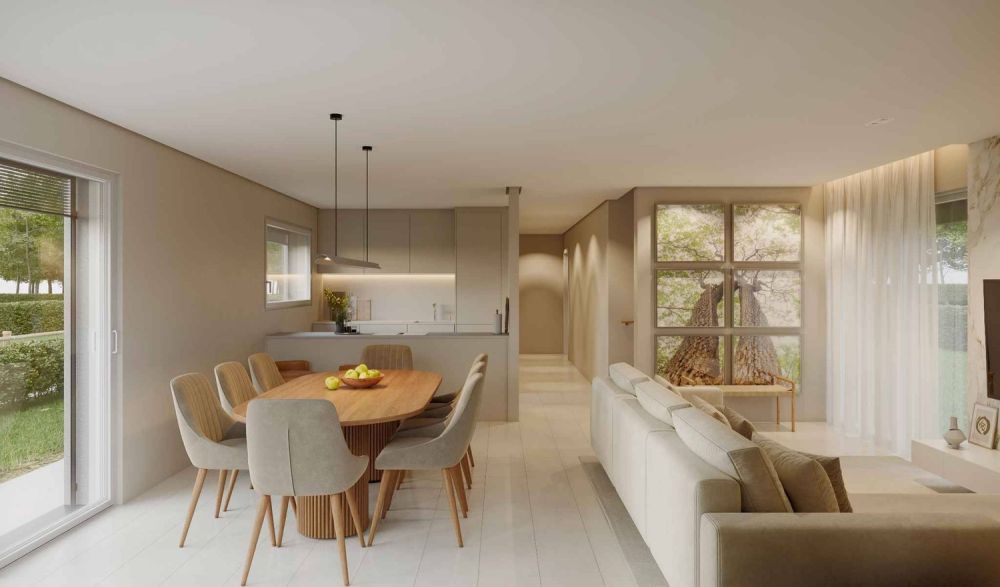 Villa en construction dans un quartier résidentiel - ossature bois - Séjour
