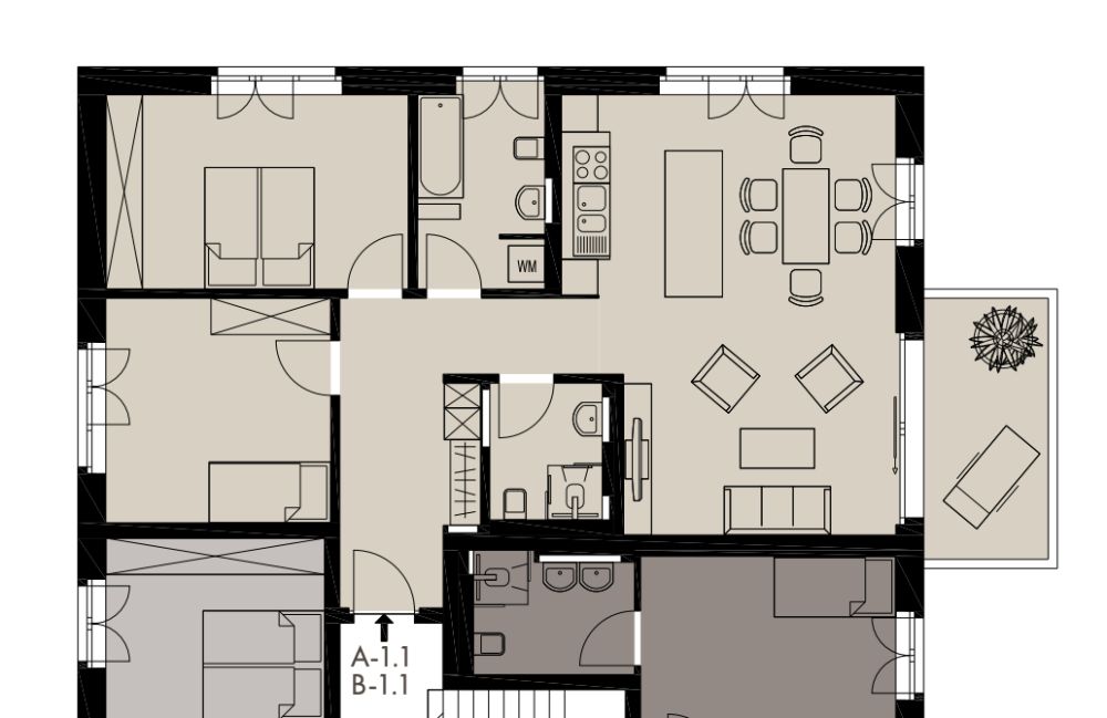 Neue 3.5-Zimmerwohnung: ländlich mit Stadtanschluss leben - Grundriss Wohnung A 1.1
