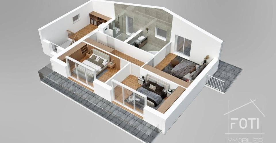 Grand chalet de 5,5 pièces avec sous-sol et garage double, sur plan avec toutes les finitions au gré du preneur. - Chalet 5.5 pièces - image - 9