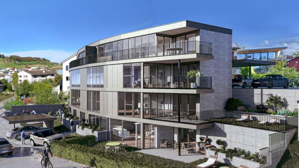Baubewilligt und kurz vor Realisierung: Moderne Dachwohnung mit Lift, grossem Balkon und Carport -  Bild 1