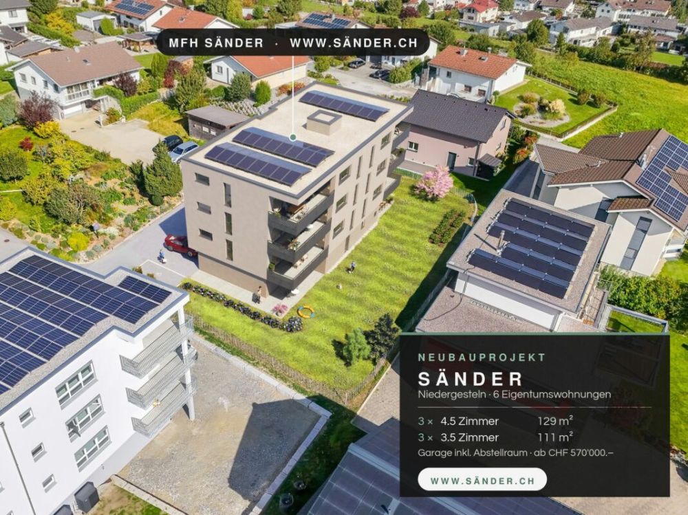 Neubauprojekt Sänder - 3.5- und 4.5-Zimmer-Eigentumswohnungen in Niedergesteln -  Bild 1