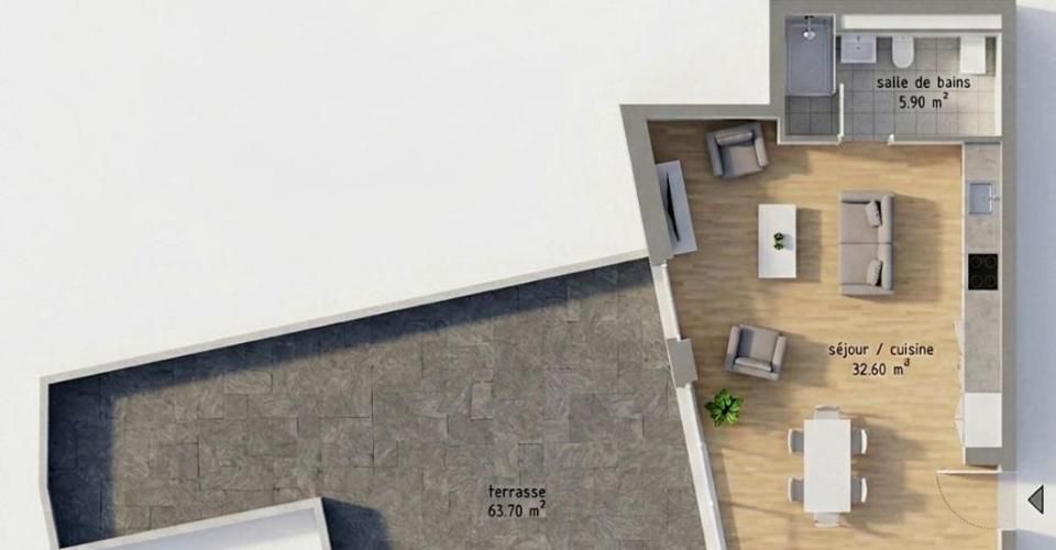 Sion centre - 2.5 pièces neuf de 65 m² avec terrasse de 63 m² - Carré de France - Appartement 2.5 pièces - image - 7