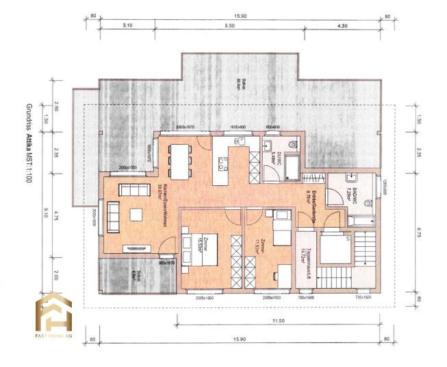 Neubau-Projekt: Traumhafte Attika-3.5-ZWG zu verkaufen - Plan - Attika