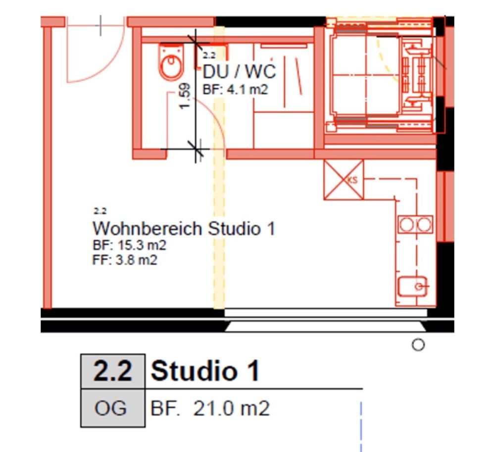 Möbliertes Studio-Apartment – Russikon, Madetswilerstrasse 18 -  Bild 5