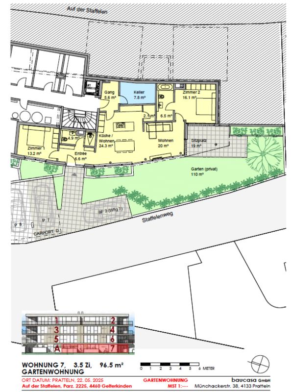 Neubau-Gartenwohnung Nr. 7: 2 Nasszellen, Sitzplatz, 110 m² Garten, Carport, Keller, WM/TU -  Bild 11