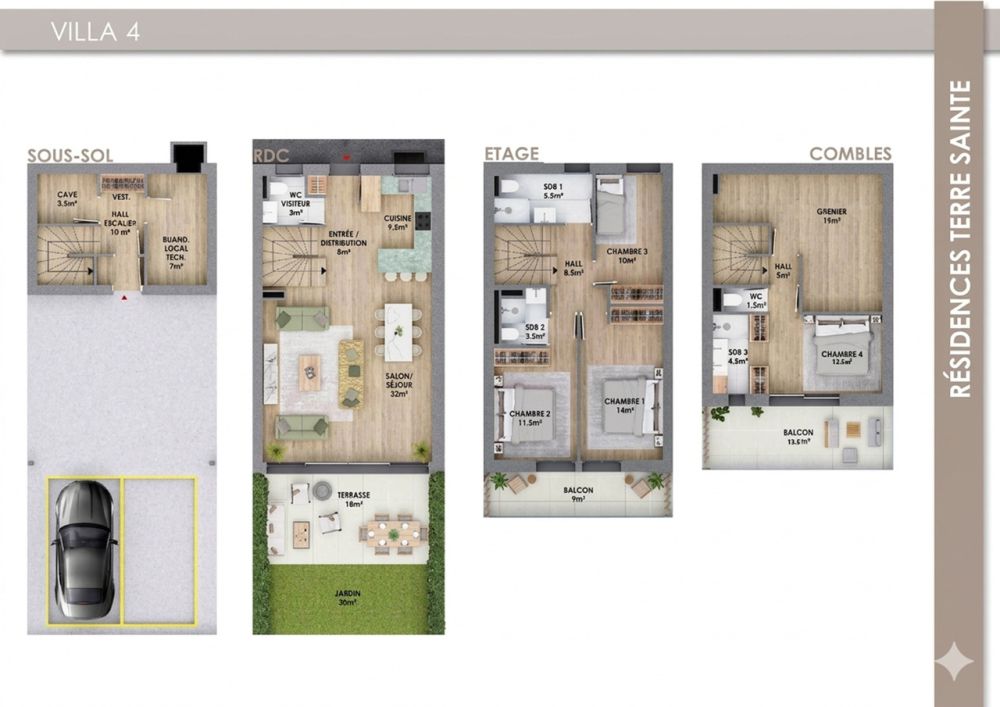 Projet neuf - Villa 4 de 4 chambres avec terrasse et jardin privatif -  Bild 7