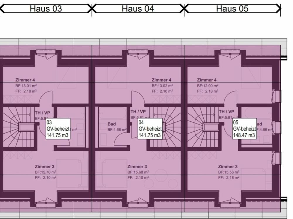Bezugsbereiter Neubau: Einzigartiges Reihenhaus in Oberneunforn - Dachgeschoss mit zwei weiteren Zimmer und Bad/WC.