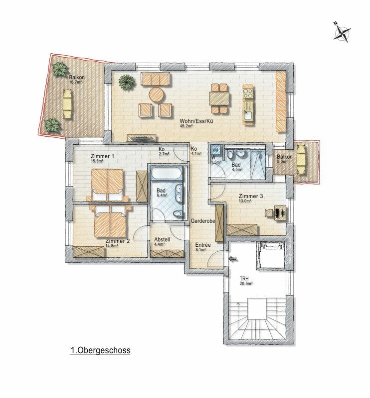 Grosszügig wohnen - attraktive 4.5-Zimmer-Neubauwohnung mit Balkon -  Bild 7