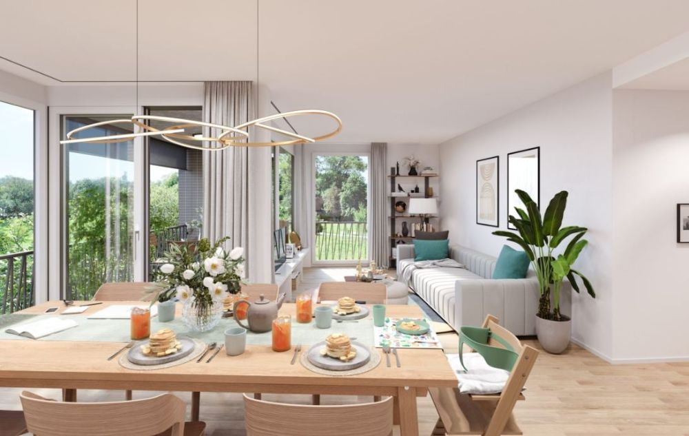 Alterswohnungen ab 65 J. beim Neubau "Allverte" in Allschwil - Wohnzimmer
