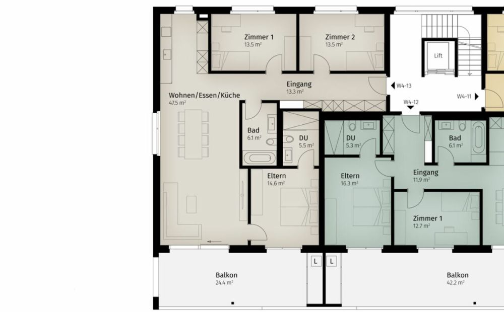 135 m² - 4.5-Zi.-Wohnung | 1. OG - Visualisierung