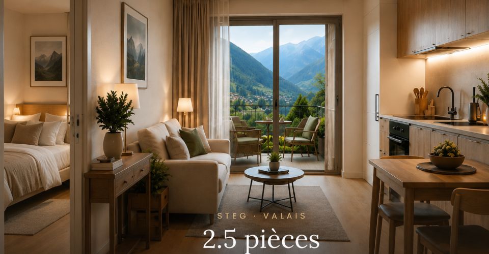 STUDIO NEUF À STEG (VS) 2.5 pces CHF 286'000.- - Appartement 2.5 pièces - image - 1