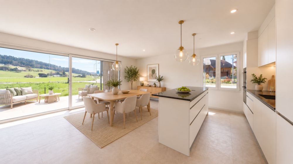 3.5 Zimmer-Wohnung mit Gartensitzplatz - Küche/Wohnen/Essen Beispiel