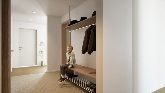 schöne Neubauwohnungen im Zentrum Münchwilen - Visualisierung Garderobe