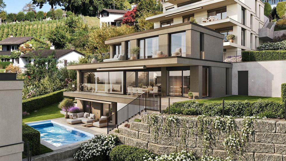 AQUA: Exklusives Einfamilienhaus mit Pool - Walde Immobilien AG