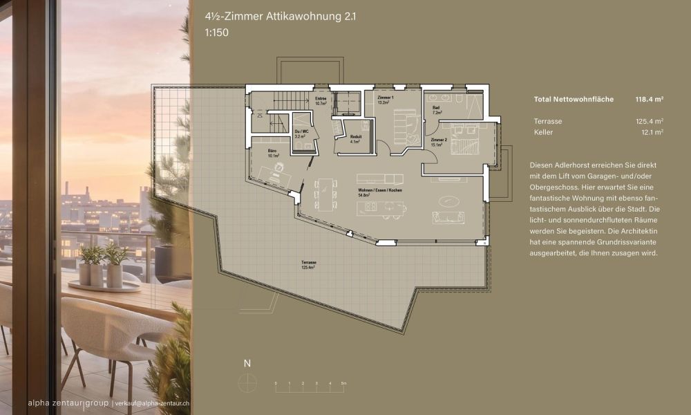 4.5 Zimmerwohnung 2.1 | Residenz Zentaur, Aarau -  Bild 5