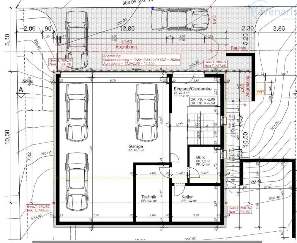 Exklusives Einfamilienhaus mit Pool - Wohnen mit Stil und Komfort - Grundrissplan Untergeschoss / Basement floor plan