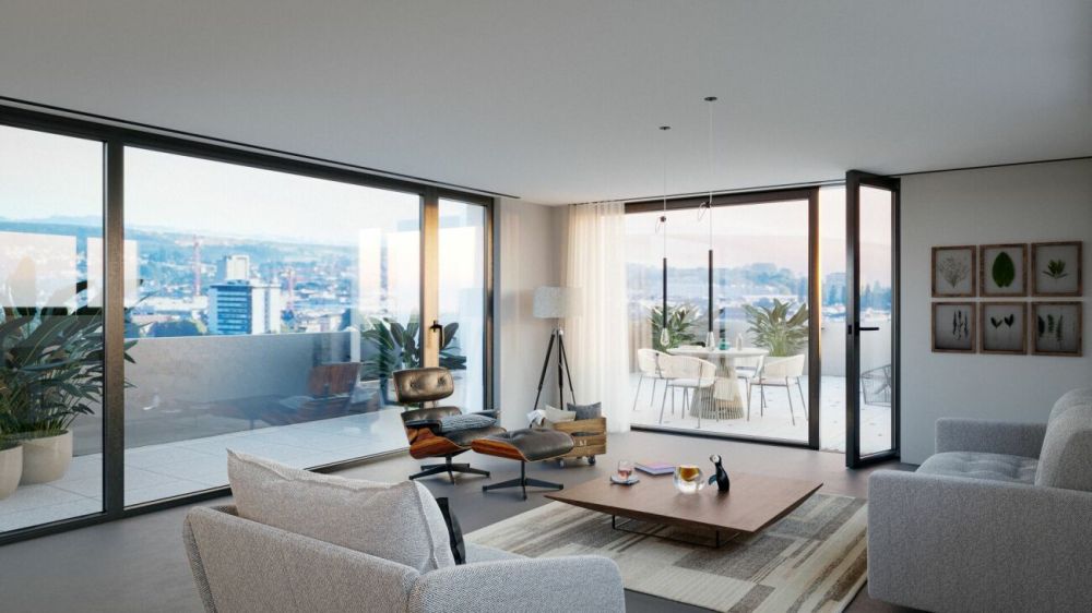 COSMO TOWNHOUSE | URBANES LEBEN IN BIEL - Wohnzimmer mit Weitsicht
