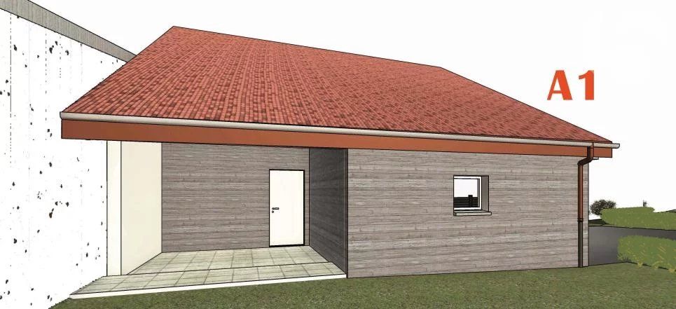 Special offer in Villars-le-Terroir_A1 - 4.5 room duplex + office of 143 m2 with garden and beautiful covered terrace - Lot A1 - A1 : terrasse couverte avec son réduit pour le rangement et attenant le couvert pour 2 voitures