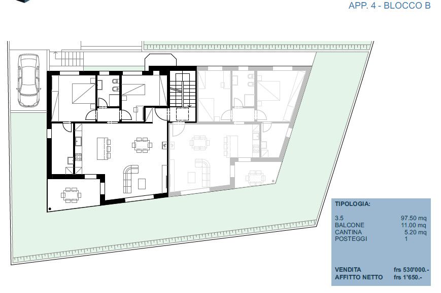 NOVAGGIO  NUOVO 3.5 LOCALI CON BALCONE IN CONTESTO RESIDENZIALE - APP. 4