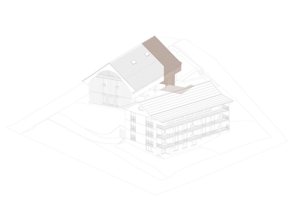 "Villigerscheune" 6.5 Zimmer Reiheneckhaus - Nord - Axonometrie Haus D