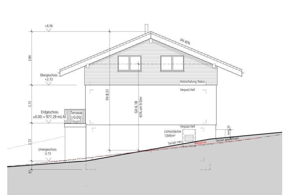 Neubau 5-Zimmer Einfamilienhaus angrenzend an die Landwirtschaftszone - Nordfassade
