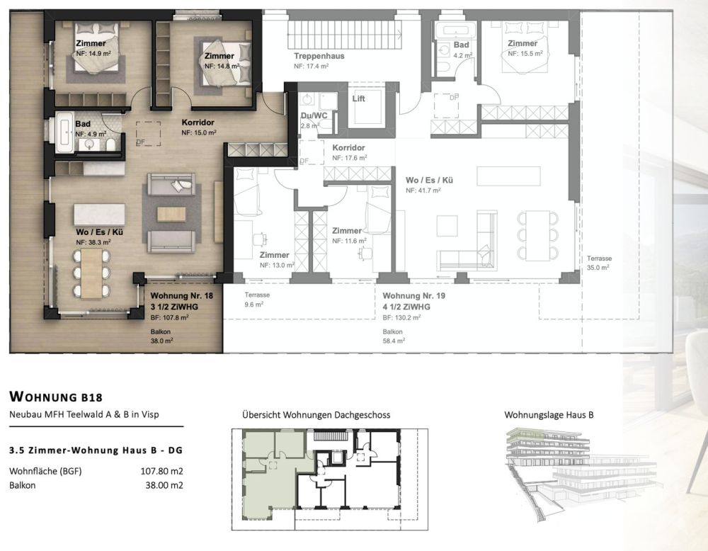 Neue 3,5-Zimmer-Wohnung in bevorzugter Höhenlage - / 3.5 Attika