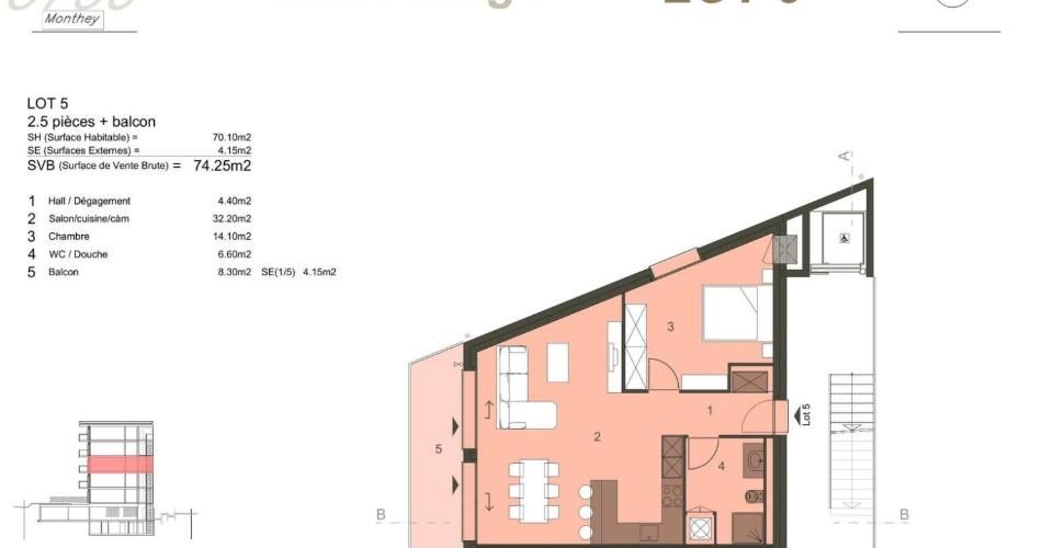 Opportunité d'investissement à Monthey - 2,5 pièces neuf - Appartement 2.5 pièces - image - 2
