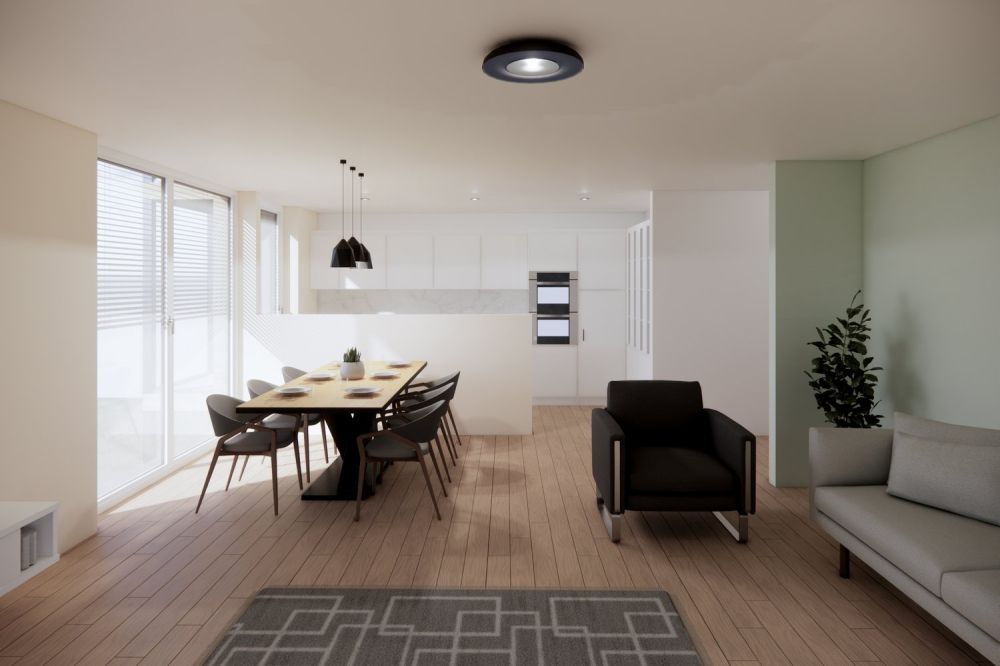 Neue barrierefreie Wohn-Oase mit zwei Terrassen - Wohn- und Essbereich, Küche