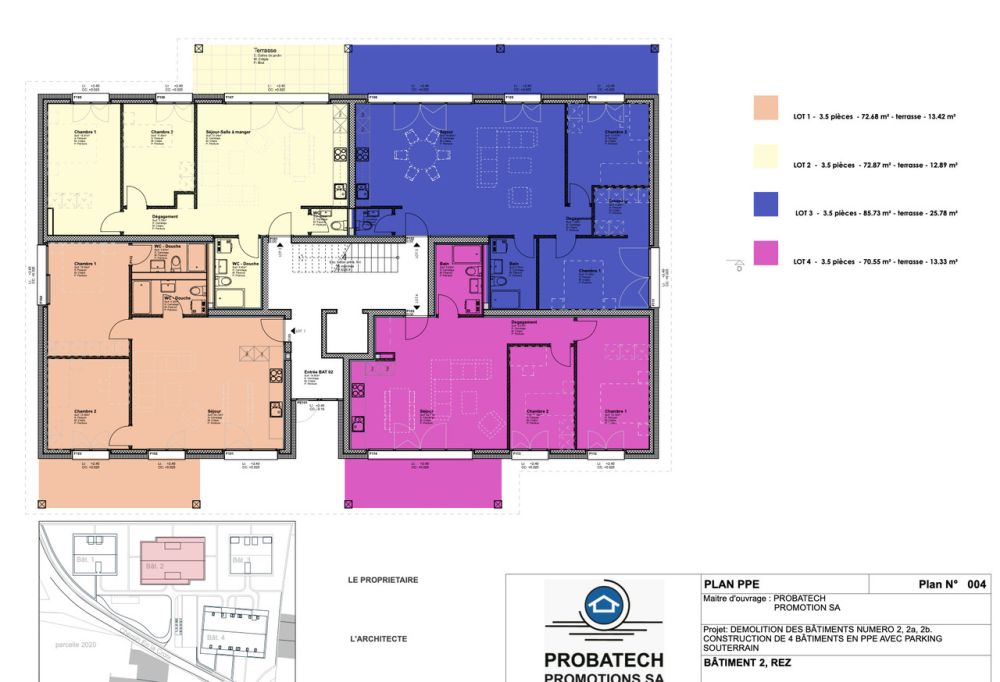 3,5 pces avec jardin et terrasse proche de Sivirez et Romont - plan REZ