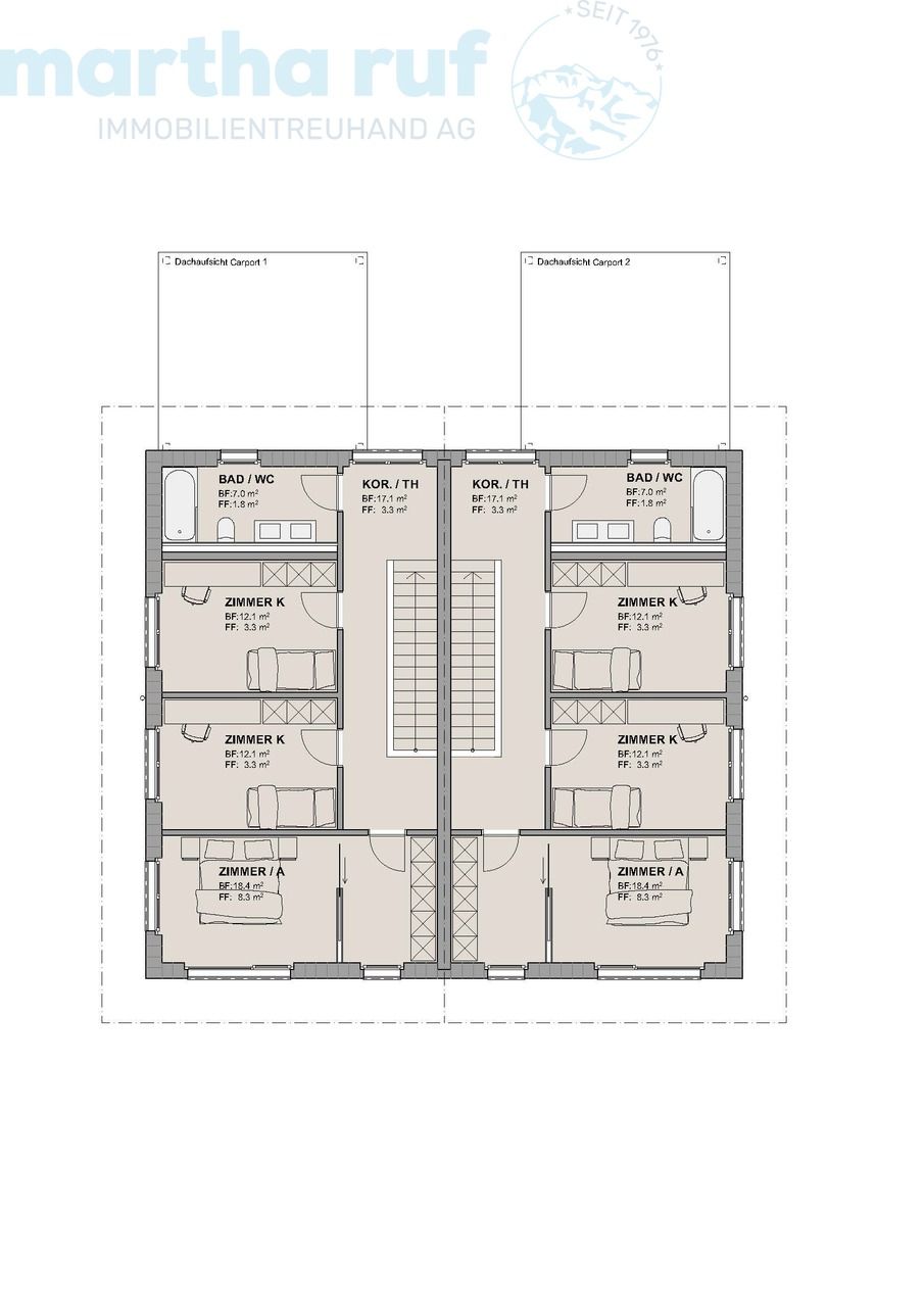 5.5-Zimmer Doppeleinfamilienhaus mit Panorama auf das Jungfraumassiv - Obergeschoss