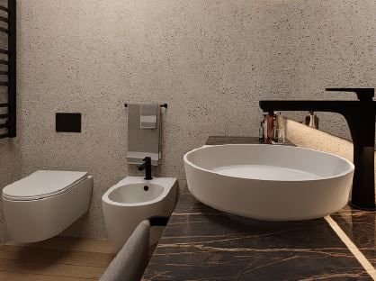 BOSCO LUGANESE  ELEGANTE 4.5 LOCALI CON VISTA PANORAMICA A 10 MINUTI - BAGNO